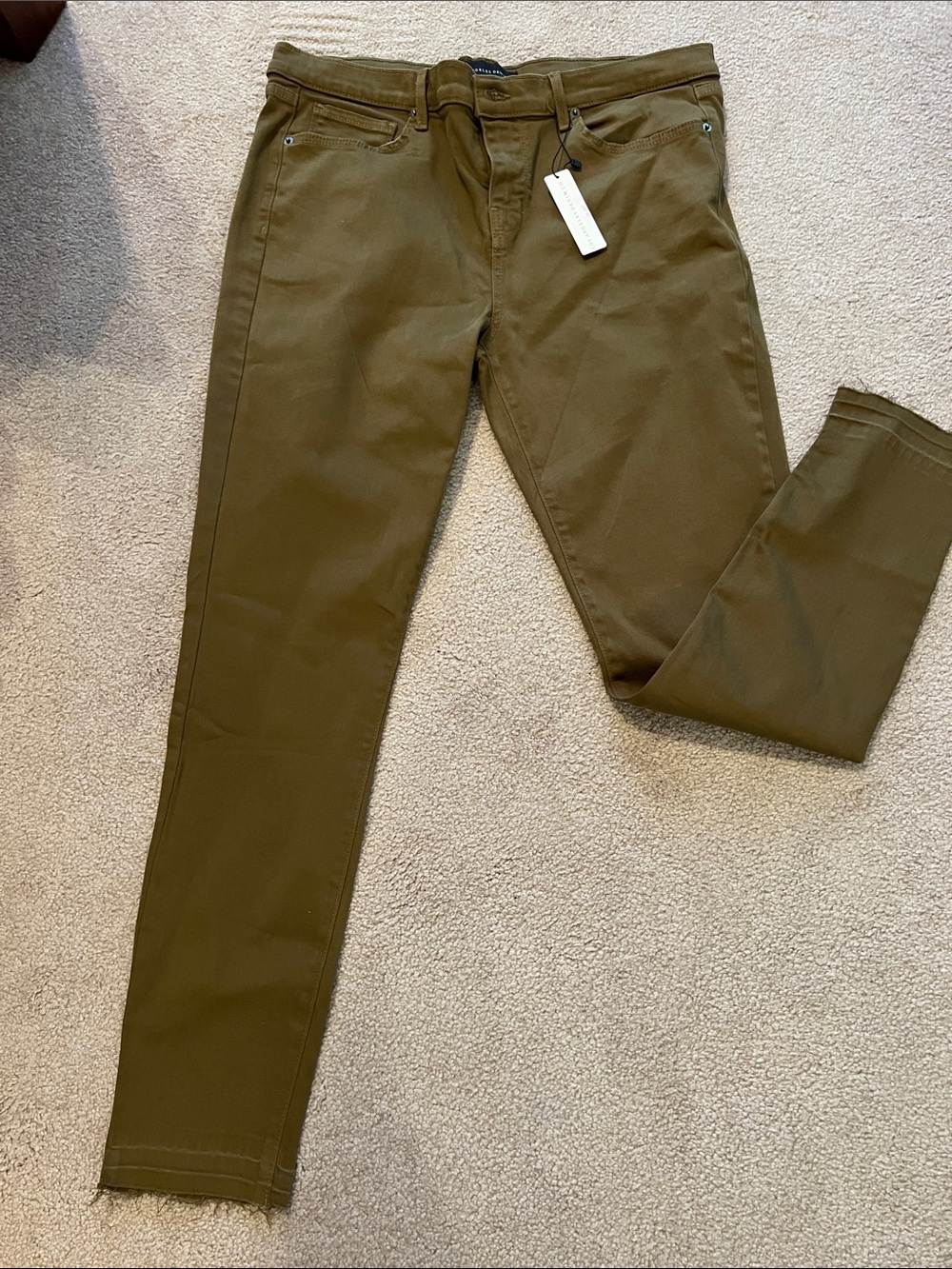 Los Angeles Denim Co x Anthropologie Mary Jane Mid-rise skinny jeans, Olive, NWT